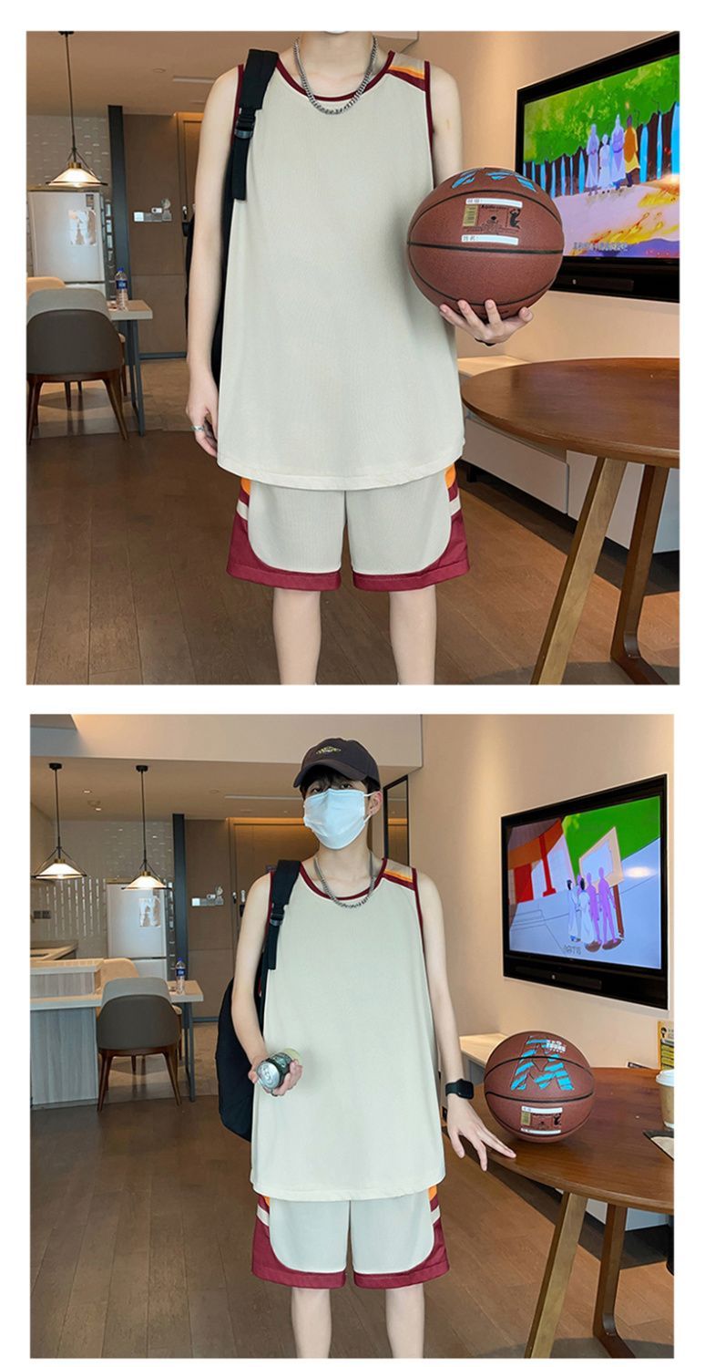 Erkekler İçin Yazlık Yeni Buz İpek Hızlı Kuruyan Günlük Spor Seti, Fitness Koşu Spor Giyimleri, Öğrenci Antrenman Basketbol Kıyafetleri_voghion.com