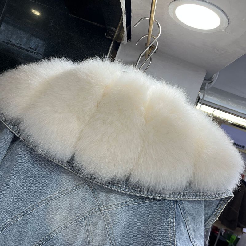 Abbigliamento invernale nuovo, giacca in pelliccia di volpe con collo largo, parka foderato spesso da donna_voghion.com