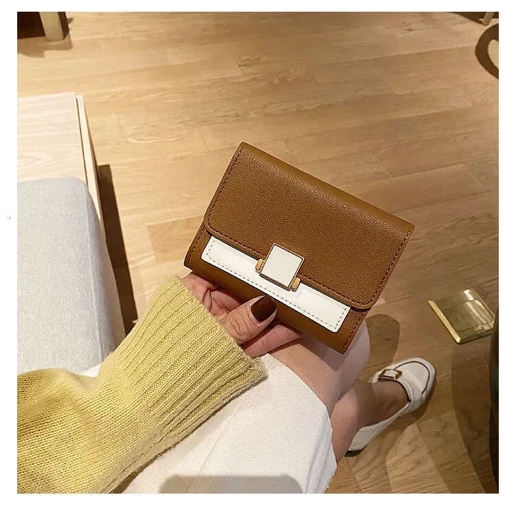 Korean Style Color-Block Fashion Short Wallet Ins Versatile Casual Female Student Money Clip Card Holder Coin Purse_voghion.com