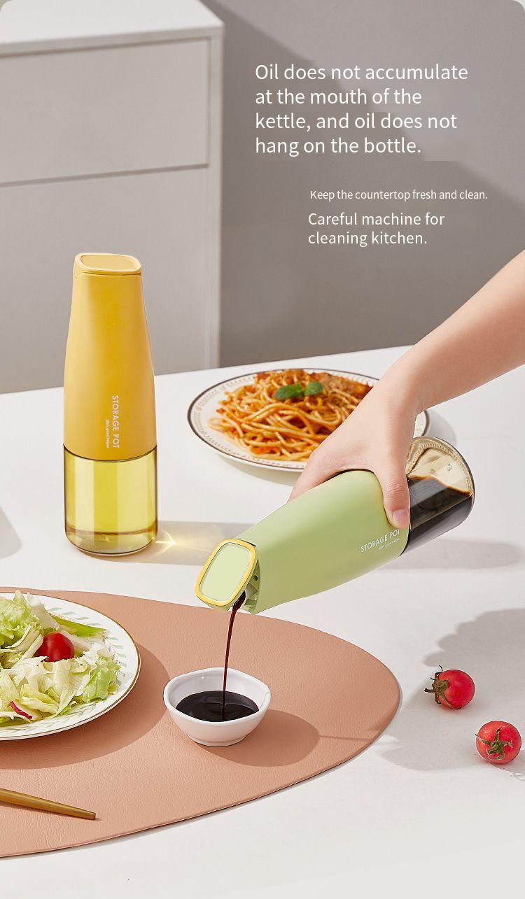 Contenitore per olio e salsa in bottiglia di vetro per cucina, contenitore per uso domestico, dispenser automatico a gravità_voghion.com