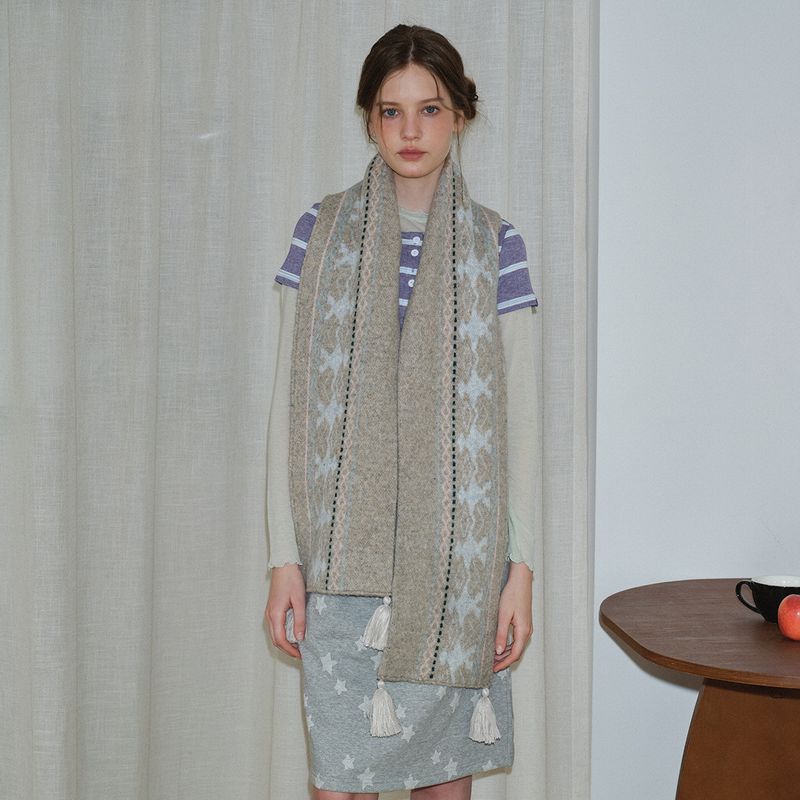 New Women's Fair Isle Pattern Scarf Stylish And Versatile_voghion.com