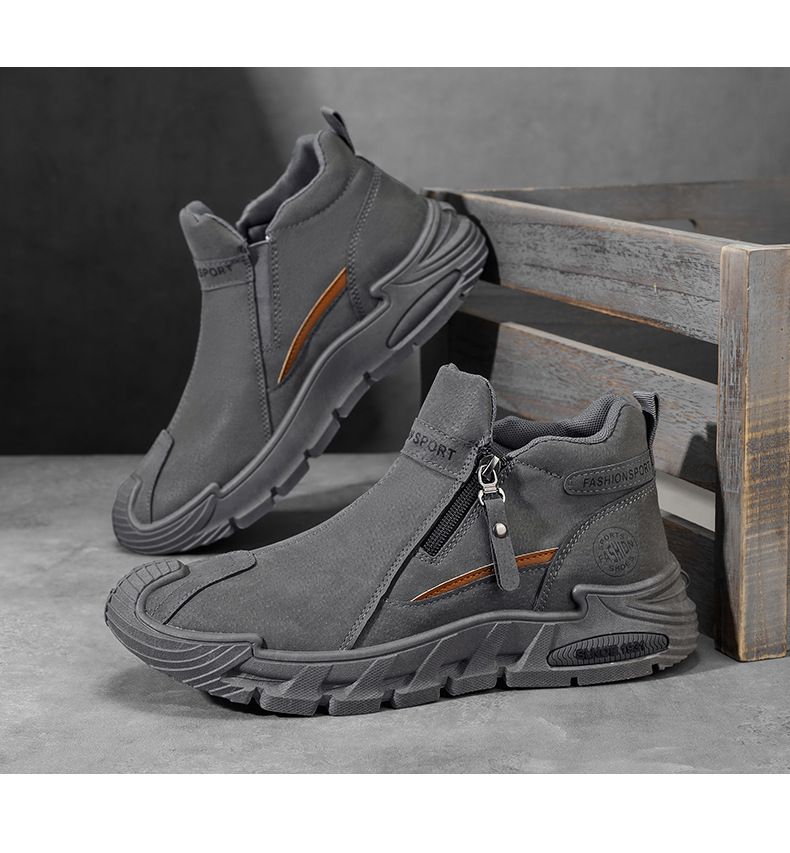 WalkPrime 2025 Herbst/Winter 2025 High-Top Martin Britischer Stil Kurzer Trendiger Arbeitsschuhe Lederstiefel Günstige Herrenschuhe_voghion.com