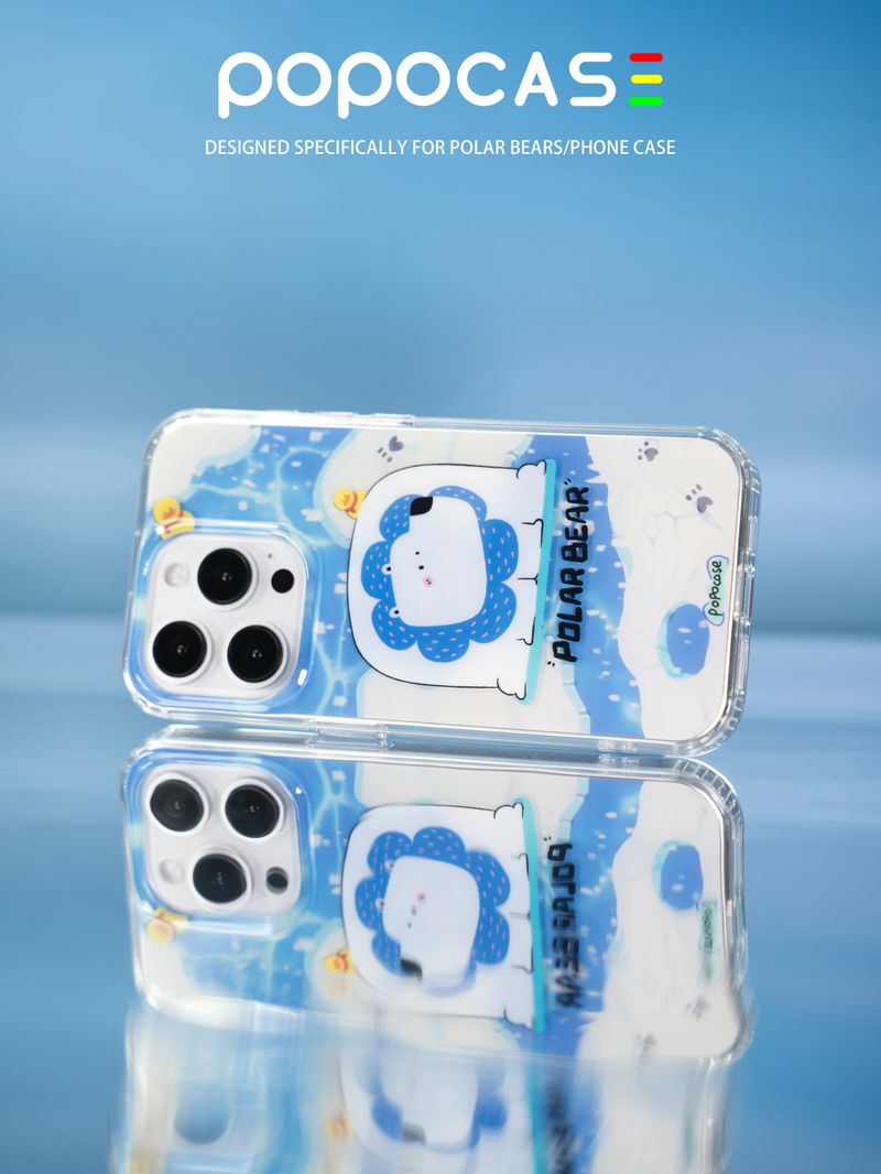 Bezkonkurenční kvalita Popocase s ledním medvědem, dvojitá vrstva, roztomilá osobnost, zvíře, originální design, minimalistický, kreativní, nika, použitelný styl_voghion.com