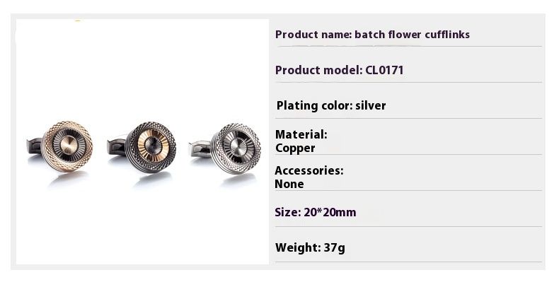 High End Circular Double-layer Electroplated Metal Cufflinks In Stock Business Men's Gold-plated French Cufflinks_voghion.com