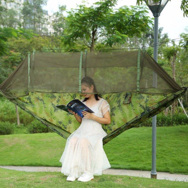 Camping Hammock, Portable Double Hammock With Net,600lbs Load 2 Persons Hammock W/Mosquito Net Outdoor Hiking Camping Hommock Portable Nylon Swing H_voghion.com