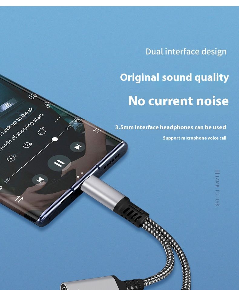 TYPE-C Headphone Adapter To DC3.5MM Split Two Conversion Cable Digital Audio Rechargeable Call_voghion.com