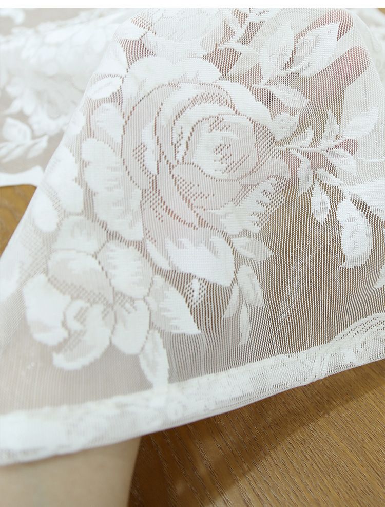 Rideau de porte bohème en dentelle rose avec pompons – Panneau en voile transparent pour chambre, bureau, entrée, cloison décorative filtrant la lumière_voghion.com