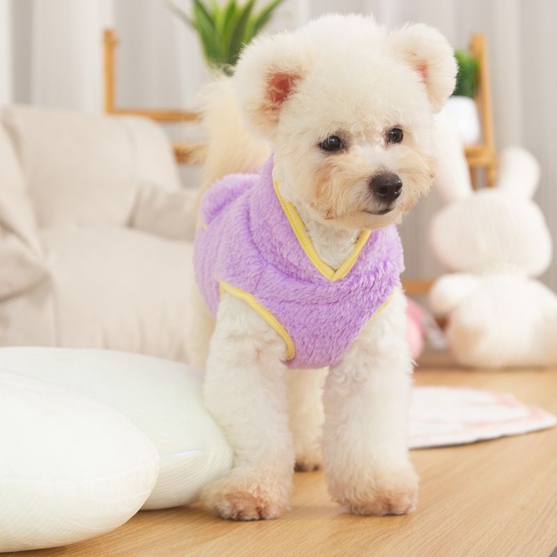 New Dog Clothes Pet Wear Autumn Winter Double-Sided Long Plush High Collar Warm Cute Leash Ring_voghion.com