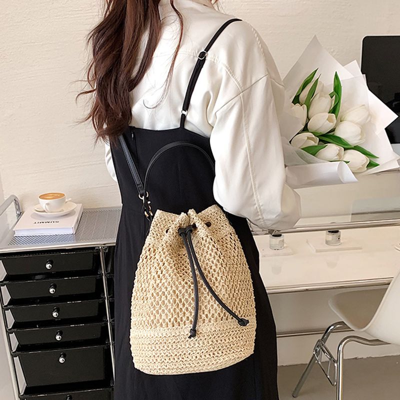 Borse a tracolla estive con coulisse, borse a secchiello da donna, borse in paglia intrecciata in rafia, borsa a tracolla casual da spiaggia_voghion.com