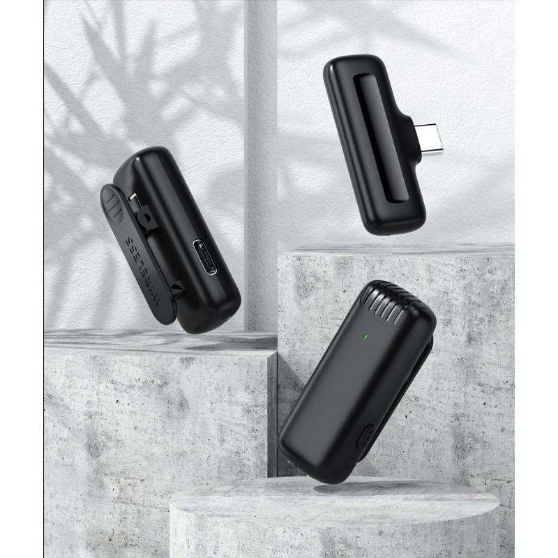 Microphone de collier sans fil J13 un pour deux avec compartiment de chargement, réduction du bruit d'enregistrement radio en direct_voghion.com