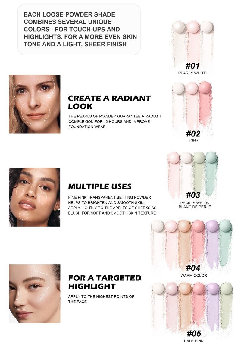 HANDAIYAN 5-Color Setting Powder Balls - Highlight & Contour, Pearlescent, Oil-Control, Long-Lasting_voghion.com