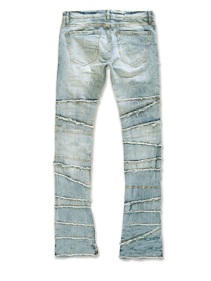 Men's Clothing New Men's Denim Straight Pants Street Fashion Ins Popular Stretch Patch Denim Straight Pants_voghion.com