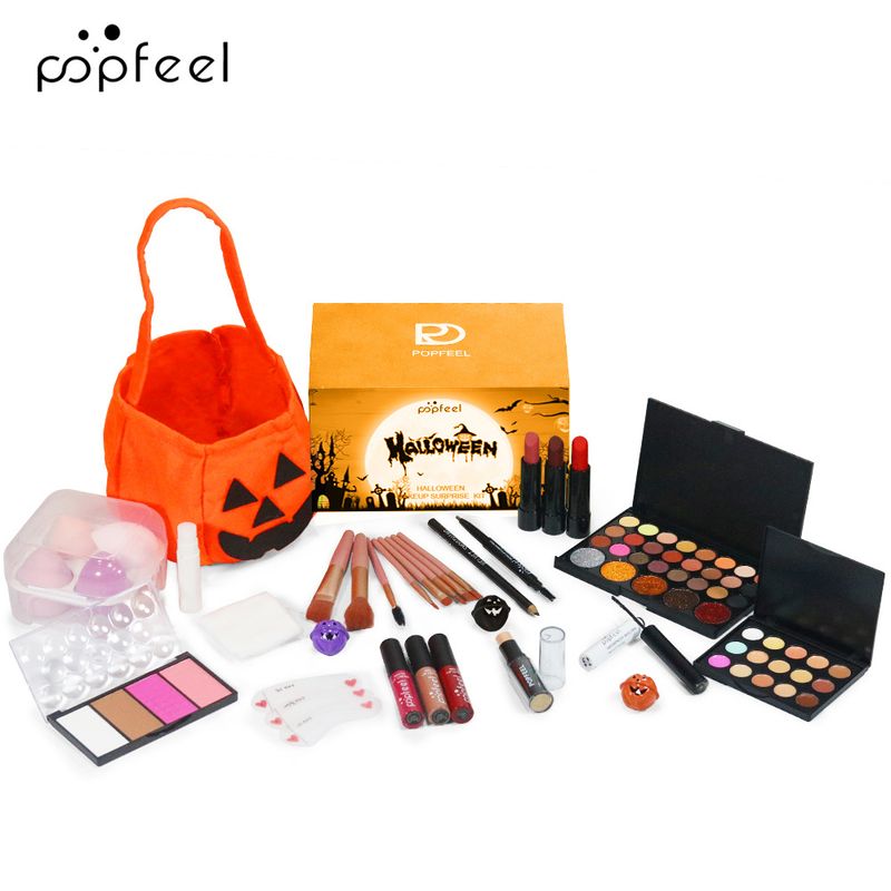 Coffrets de maquillage POPFEEL Coffret de maquillage Halloween Brillant à lèvres Fard à paupières Contouring Ensemble tout-en-un Maquillage de scène_voghion.com