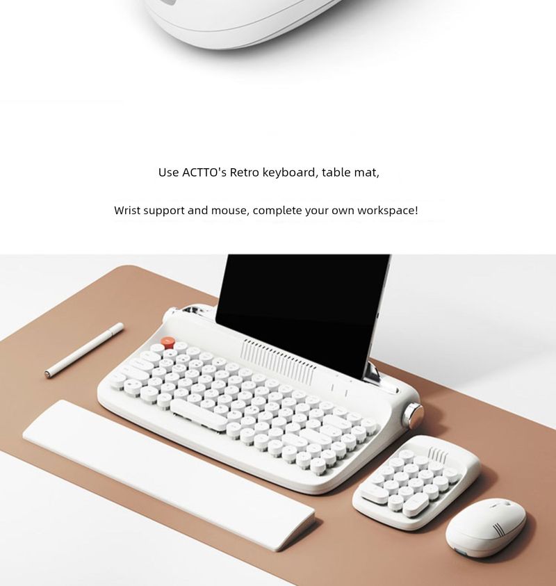 Actto Kabellose Bluetooth-Maus im Retro-Stil, modisch, für das Büro zu Hause, Computer, Handy, Notebook, iPad/_voghion.com