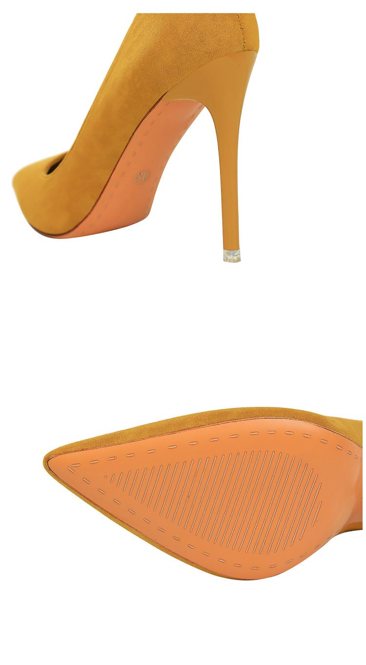 1829-7 Moda semplice super tacco alto in pelle scamosciata bocca poco profonda testa a punta discoteca sexy sottile donna single_voghion.com