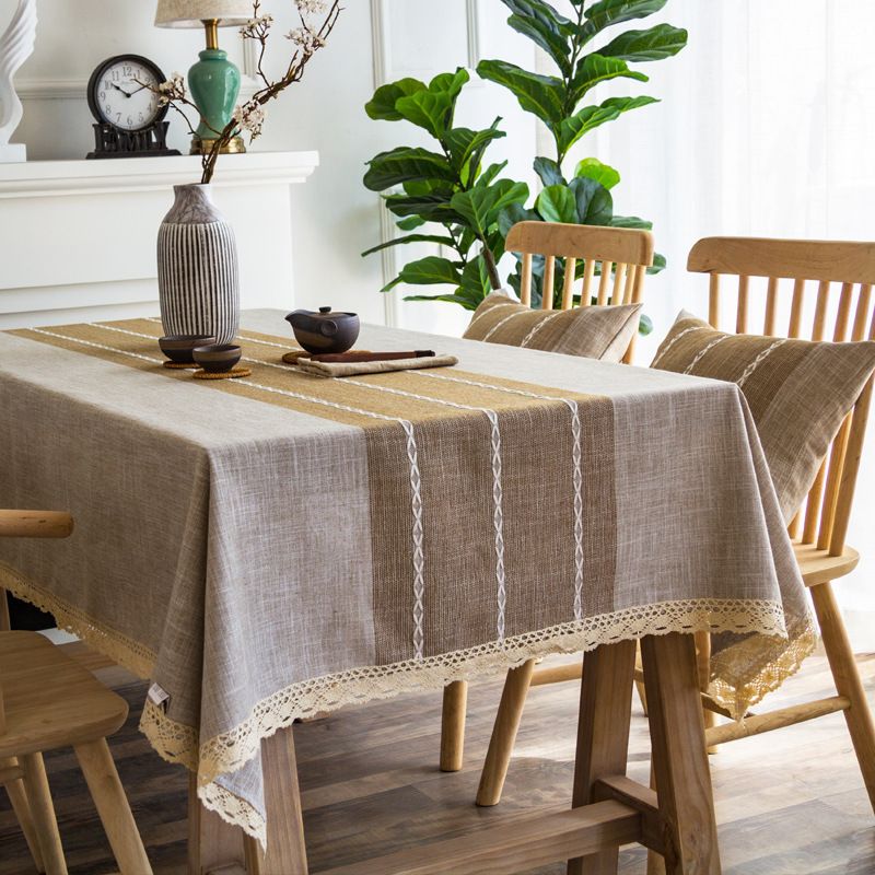 Tovaglia moderna e semplice, in cotone e lino nordico, per sala da pranzo, rivestimento impermeabile, tinta unita, rettangolare, per tavolino da caffè._voghion.com