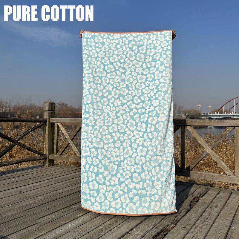 Prosop de plajă din bumbac pur, croială jacquard, catifea cu dungi, prosop de baie pentru adulți, mare, prosop de plajă_voghion.com