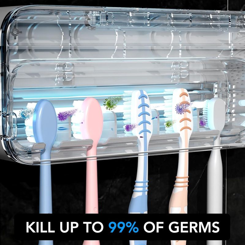 Portaspazzolino disinfettante UV - 5 slot Timer senza trapano UE_voghion.com