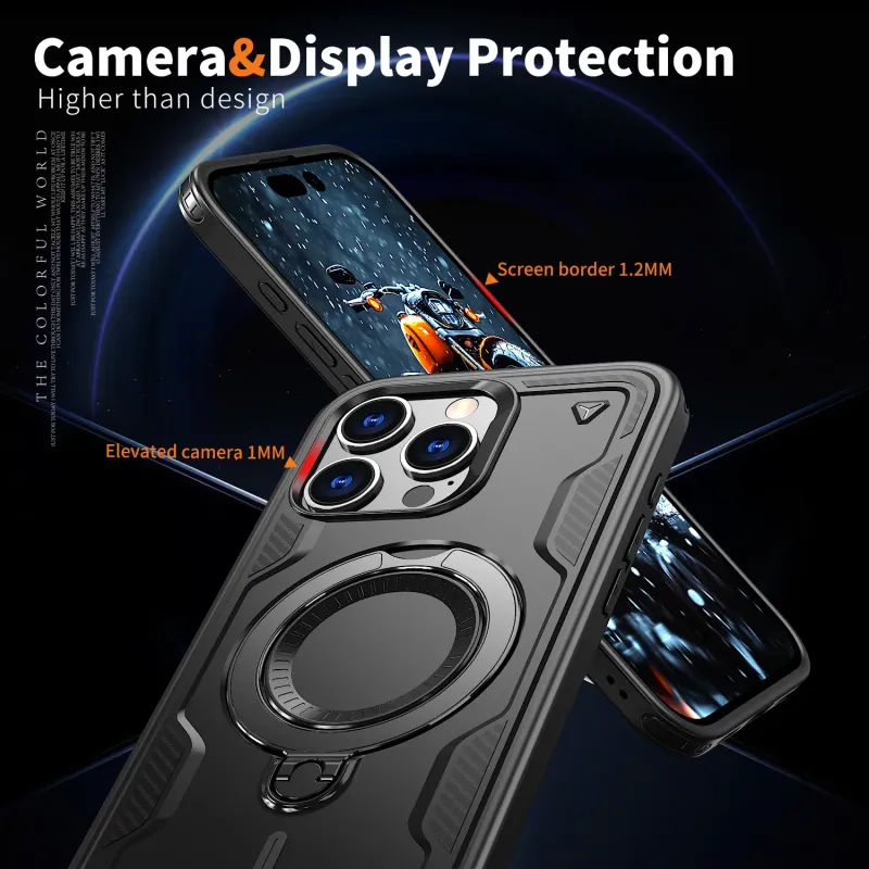 Funda magnética para iPhone 16, 15, Max, 14, Pro, 13, 12, con soporte giratorio y protección._voghion.com