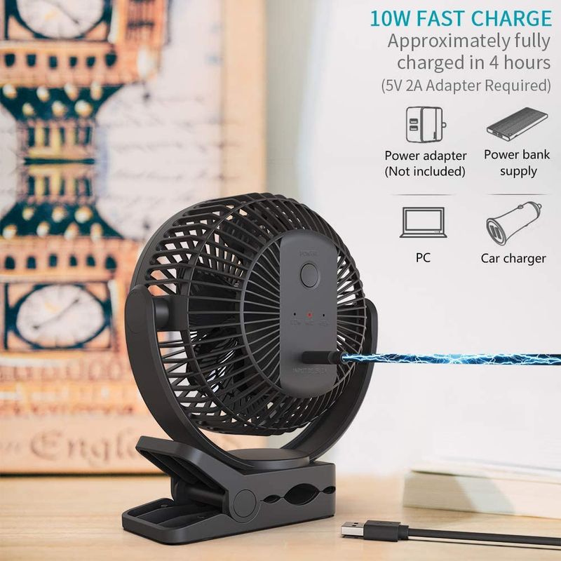 Rechargeable Operated Clip on Fan,Quieter & Stronger Wind USB Desk Fan,Hold Portable Fan for Stroller,Car,Treadmill,Camping tent_voghion.com