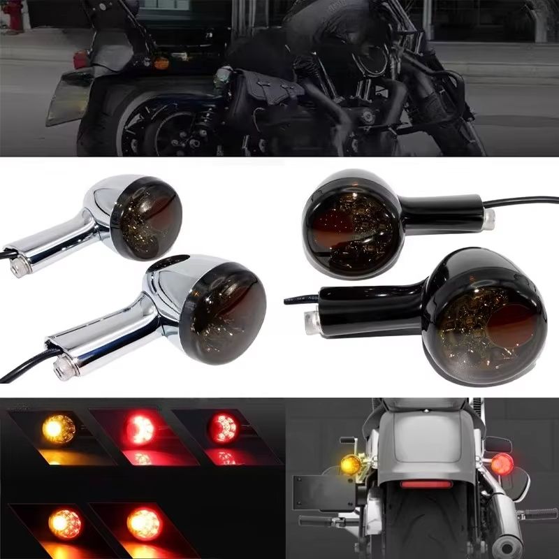 2Pcs Motorrad Hinten Blinker Indikatoren LED Bremslichter Für Harley Sportster 883 XL1200 X48 72 Dyna Roadster 1992-2022_voghion.com