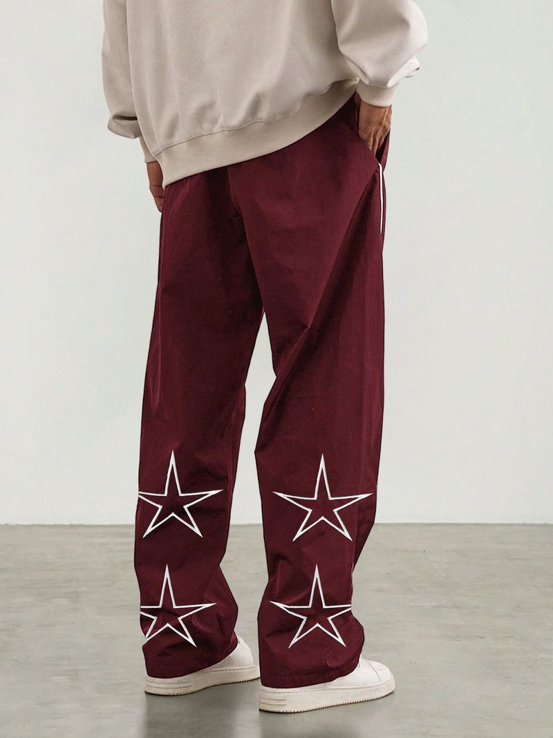 Men’s Casual Pants – Retro Loose Fit With Cosmic Embroidery, Drawstring Waist (S-XXL, 5 Colors) – Lightweight & Breathable For Summer_voghion.com