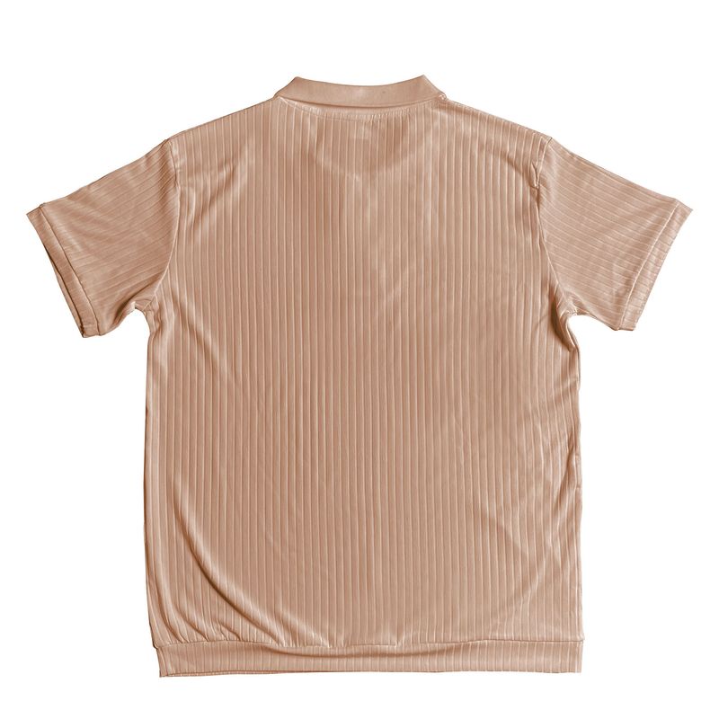 Polo Henley de punto a rayas con cuello vuelto para hombre, camiseta informal holgada, novedad de 2024_voghion.com