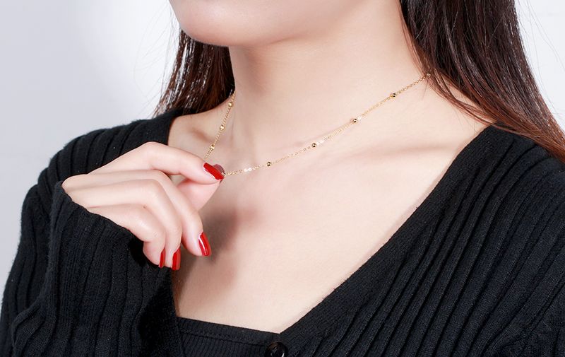 Collana con catena creativa da donna alla moda, con cavo in argento Sterling da 1,0 mm e perlina da 3,0 mm, pronta consegna, SC43_voghion.com