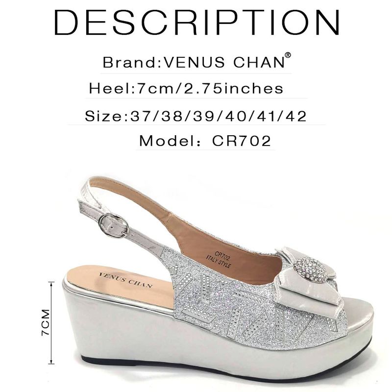 Damenschuhe Große Damenschuhe Schuhe für Geburtstagsfeiern Kleiner Keilabsatz Schuhe mit dicker Sohle und gleichem Design Clutch Bag Diamond Flower_voghion.com