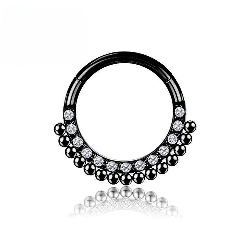 F136 Piercing al naso in titanio, elica, setto, orecchini da 16 G, segmento incernierato, clicker, zircone, labret, orecchio, trago, cartilagine, gioielli all'ingrosso_voghion.com