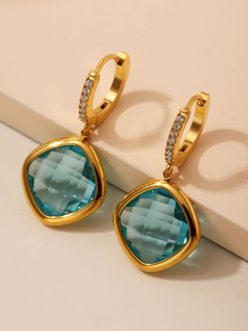 Orecchini quadrati in zircone color zucchero in acciaio inossidabile dal design unico, orecchini da donna, accessori per le orecchie_voghion.com