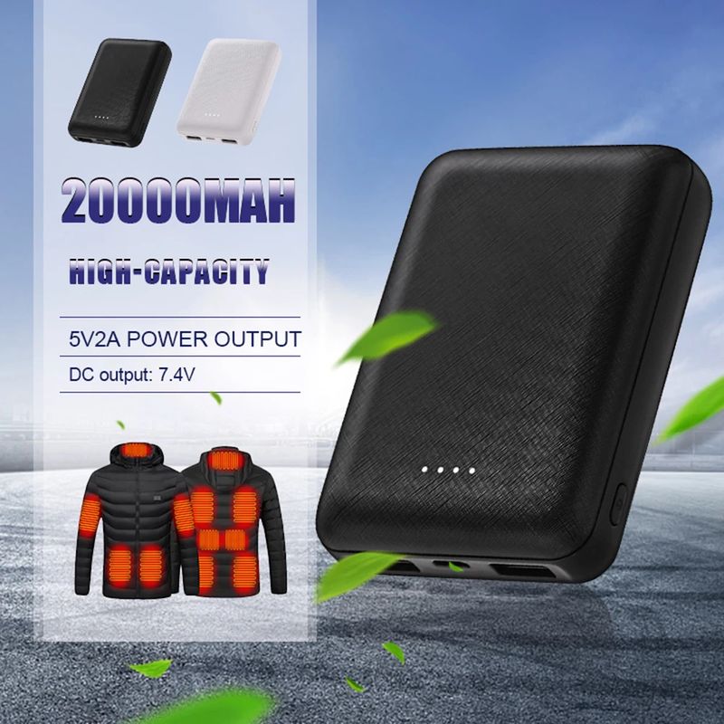 Mini banco de energía portátil de 20000 mAh, cargador USB de carga rápida, batería externa para calentar chalecos, chaquetas, bufandas y calcetines._voghion.com