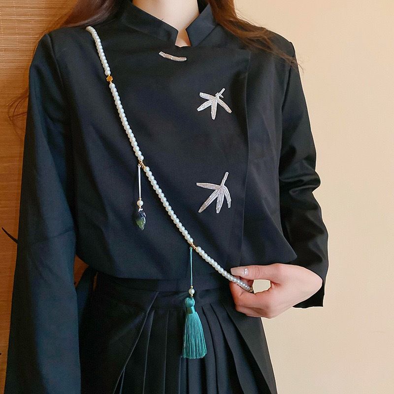 Collier long en perles de cinabre, plusieurs styles de port, nouvelle tendance nationale chinoise 2024, chaîne de pull à bandoulière_voghion.com