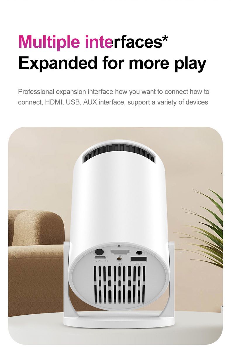 Y200 Portable Projector: 240 ° Rotation,wireless Screen Projection, 80-inch 1080P High Definition Display, Built-in Speaker, Accompanying Home Theater_voghion.com