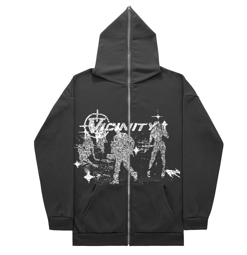 Felpa con cappuccio e cerniera Y2k in stile Vicinity, giacca cardigan hip-hop molto venduta_voghion.com