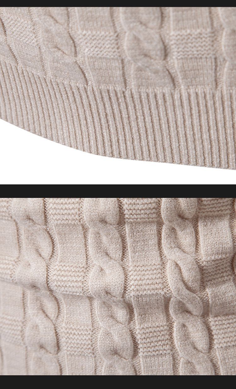 Slim-Fit-Rollkragenpullover mit Zopfmuster für Herren – Unifarbener Pullover für Freizeit und Business – Modetrends_voghion.com