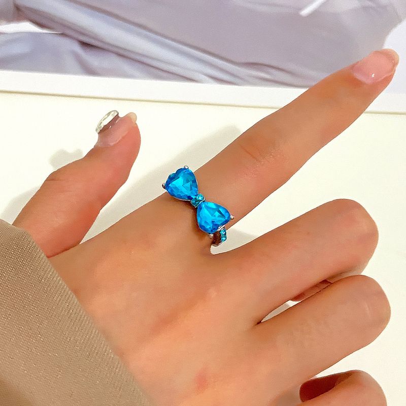 ins Colorful Zircon Bow Ring Women's Princess at large with Adjustable Ring Net Red Ring Tide_voghion.com