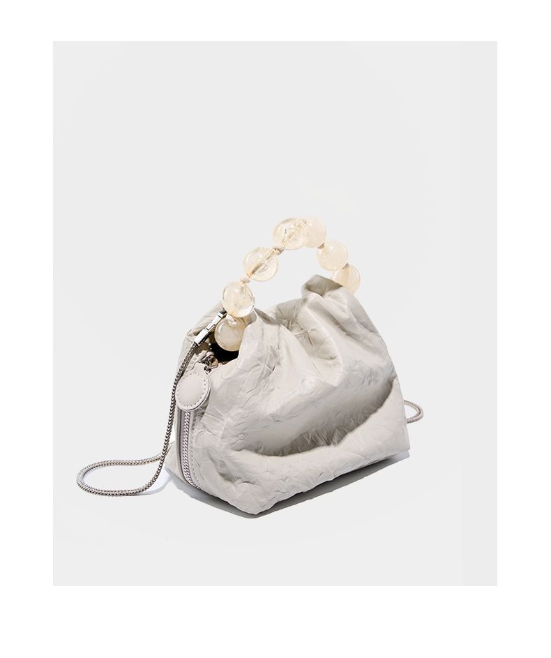 Borsa con perline, personalità, nicchia, primo strato, borsa in pelle di mucca, modello graffiato a mano da donna, borsa per il pranzo, borsa a tracolla con perline, tenuta a mano_voghion.com