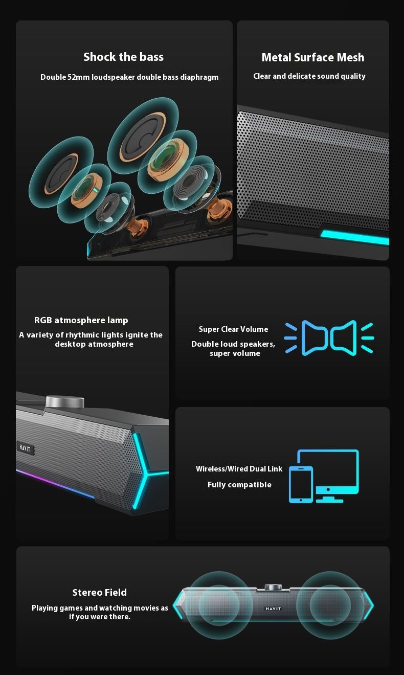 Hewitt Computer Audio, Computer, Home Desktop Laptop, Wired Speaker, Subwoofer, High-quality Audio_voghion.com
