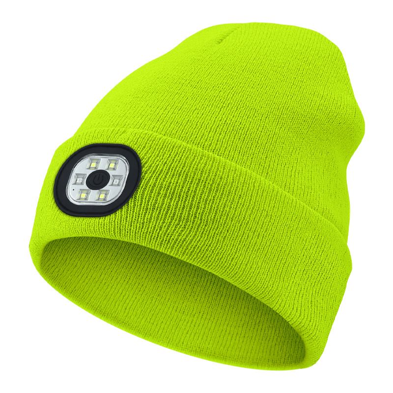 Unisex Rechargeable six-light beaded LED light-emitting knitted hat_voghion.com
