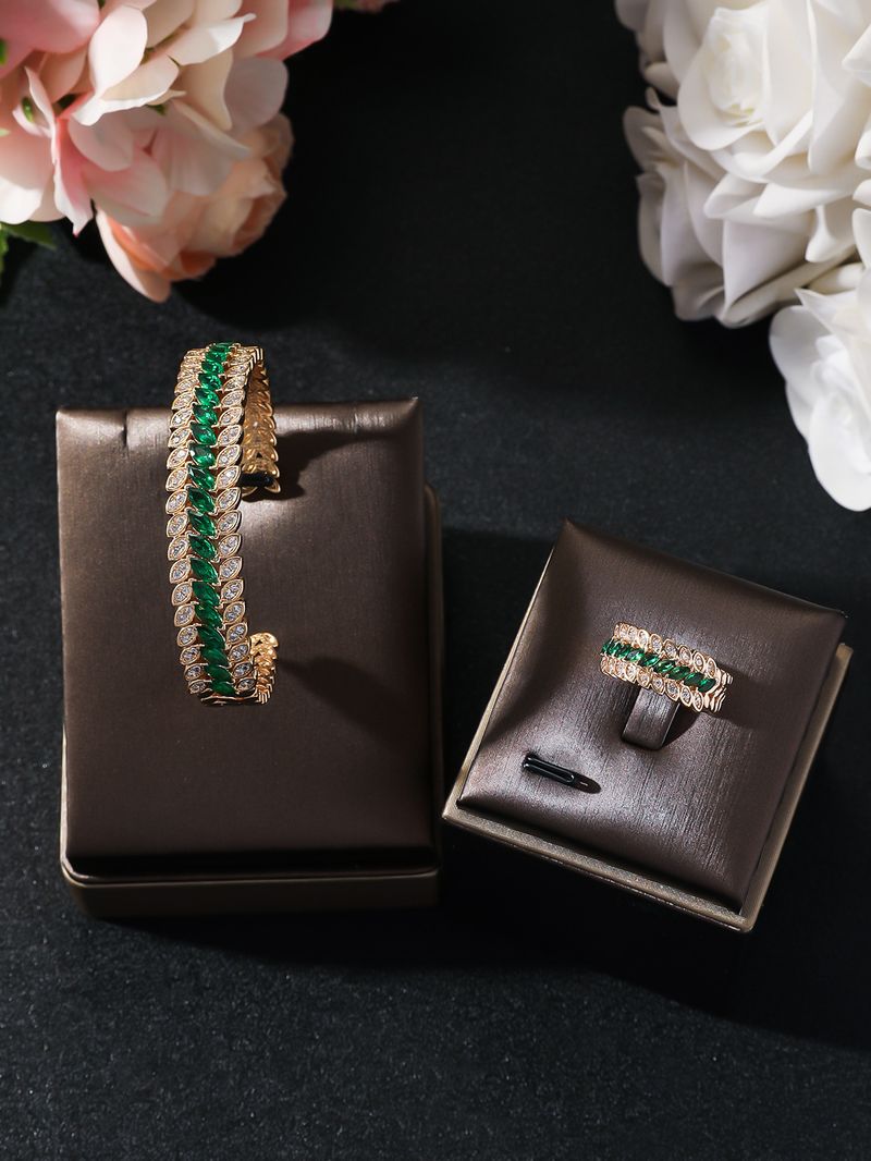 Women's Jewelry Fashion Luxury Full Diamond Bracelet Ring Set Simple High End Sense Of Versatile Jewelry_voghion.com