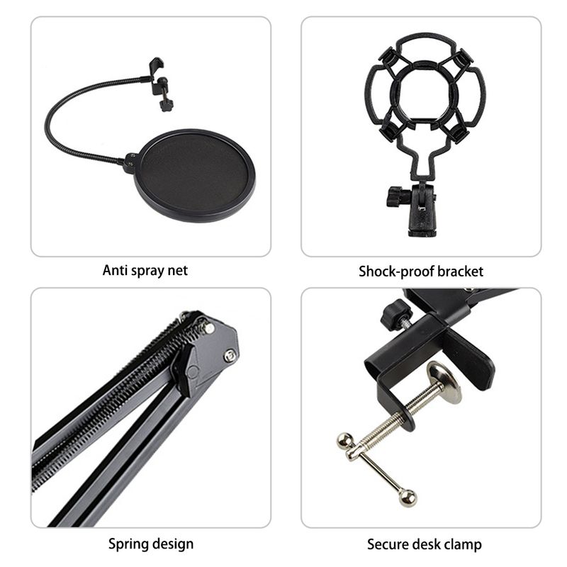 Micrófono de capacitancia de anclaje profesional Conexión inalámbrica Bluetooth para PC Karaoke Transmisión en vivo Grabación en estudio_voghion.com