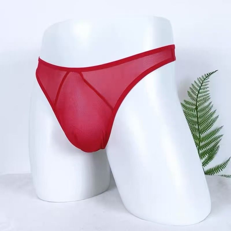 luckyqqyp European And American Style Sexy Thong Ultra-thin Mesh Low-rise Temptation Underwear Men's Passionate Exposed PP T-back_voghion.com
