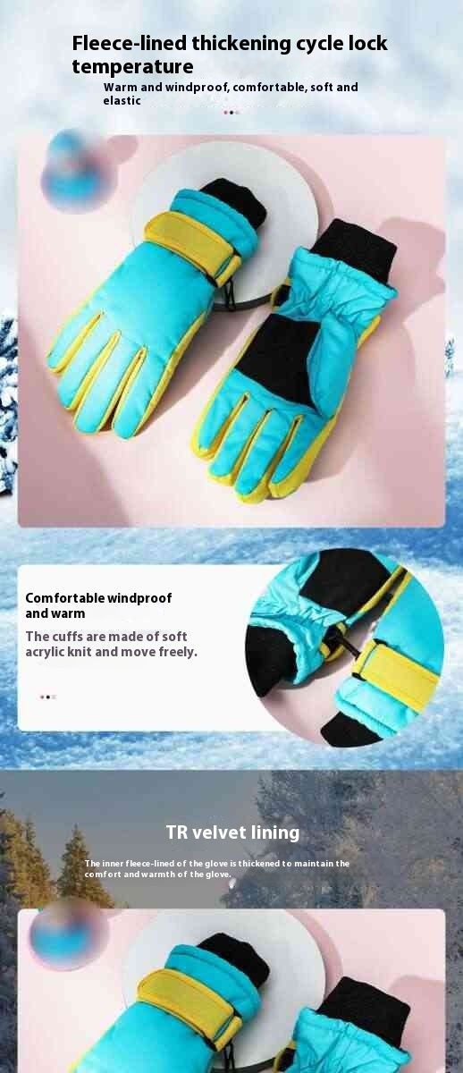 Outdoor Sport Kanner Skihandschuesch 3-15 Joer Wanter Einfach Samt Männer a Fraen Wanddicht a waarm Reithandschuesch_voghion.com