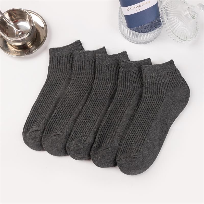 2025d Spring Summer Solid Color Short Double Needle Cotton Sweat-Absorbing Low-Cut Invisible Boat Socks Business Casual Men's_voghion.com