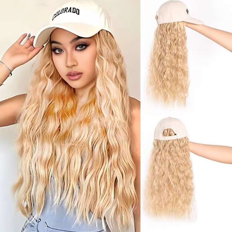 Parrucca alla moda da donna con capelli lunghi e ricci, fibra ad alta temperatura, stile bohémien, perfetta per qualsiasi tono di pelle e forma del viso_voghion.com