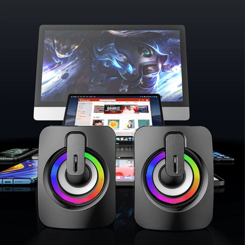 Kompiuterio garsiakalbiai, kompiuterio garso dėžutė, HIFI stereo, USB laidinis, „Caixa De Som“ su LED apšvietimu, skirti stalinio kompiuterio namų kino garsui_voghion.com