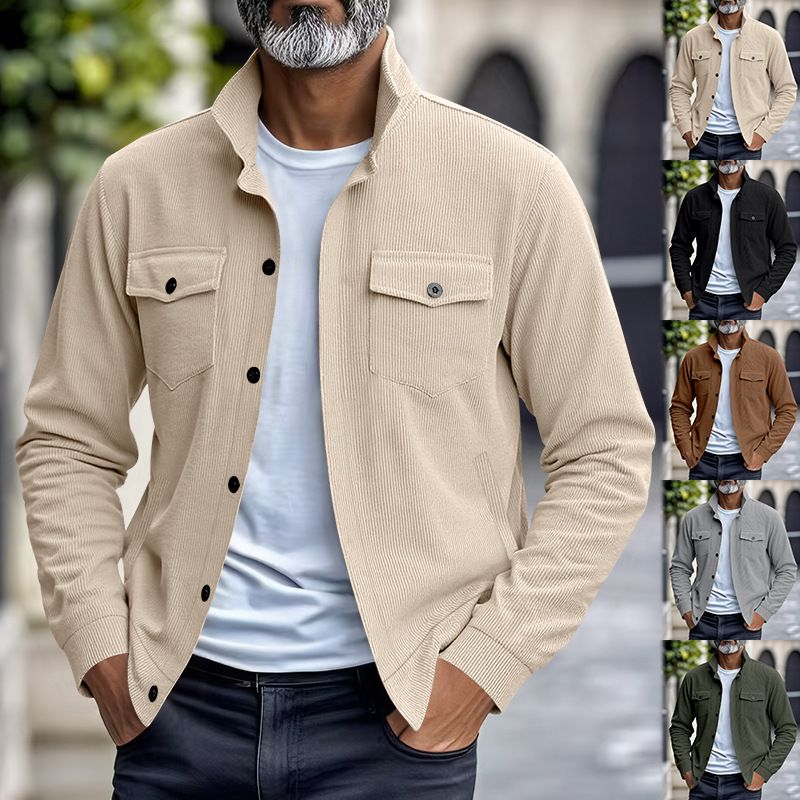 Autumn New American Workwear Casual Loose Lapel Corduroy Jacket For Men_voghion.com