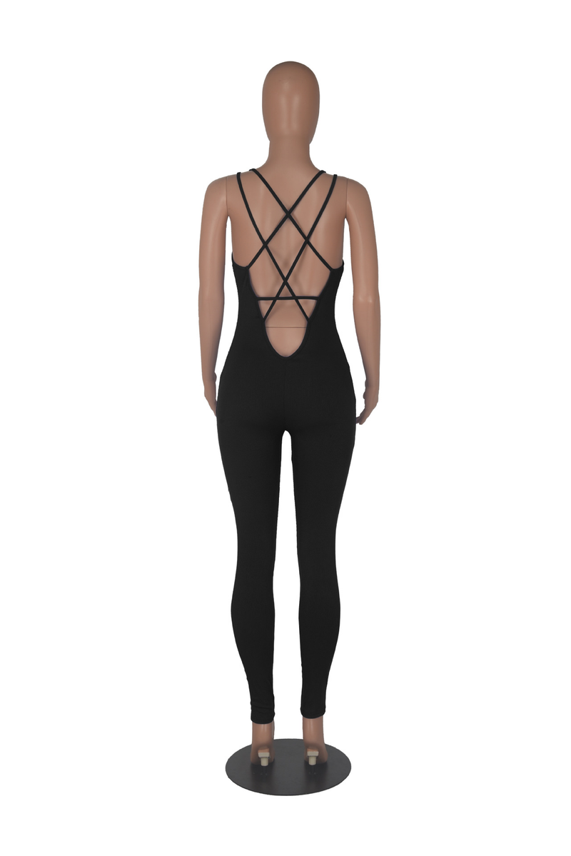 Einfarbiger, enger Yoga-Overall für Damen mit hoher Taille_voghion.com