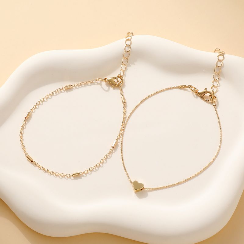 Eenvoudige retro legering schijf hanger ketting dames 3-laags armband sieraden_voghion.com